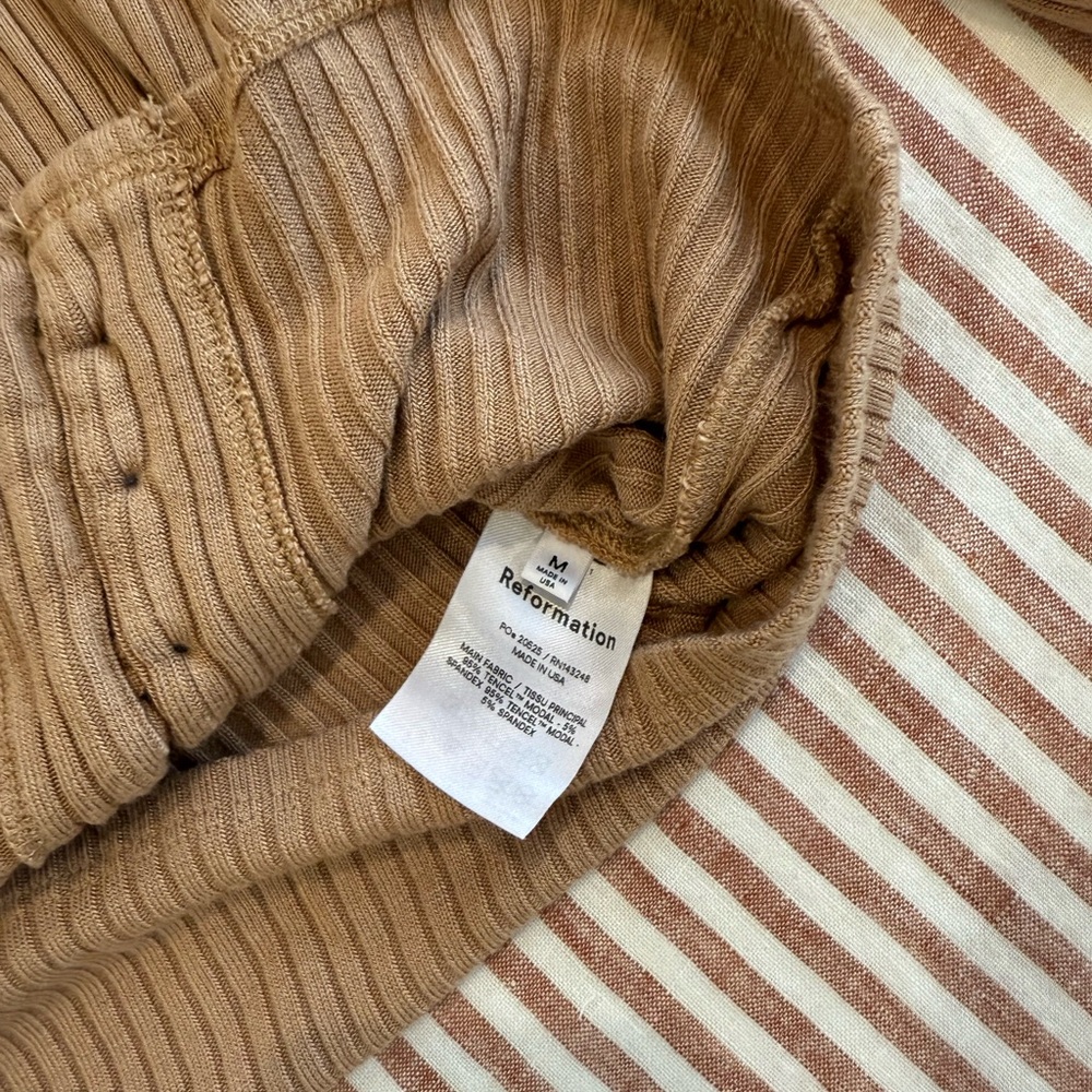Reformation Ribbed Button-Front Top in Beige - Picture 6 of 7